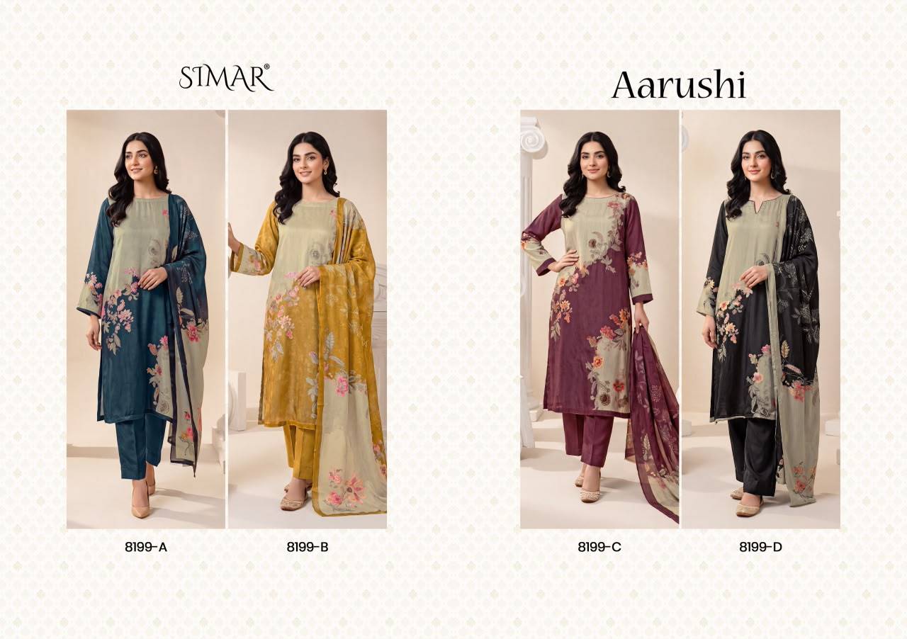 Aarushi By Glossy 8199A To D Series Stylish Beautiful Colourful Organza Dresses At Wholesale Price